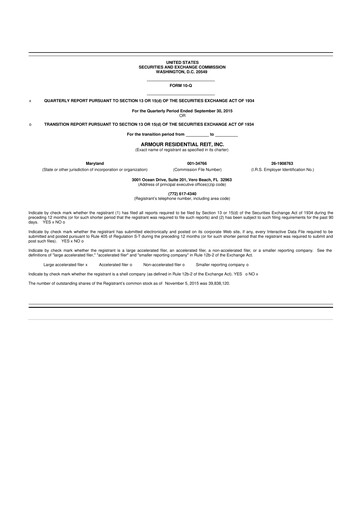 Vorschaubild ARMOUR Residential REIT 10-Q Quartalsbericht 2015 