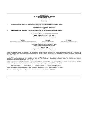 Vorschaubild ARMOUR Residential REIT 10-Q Quartalsbericht 2016 