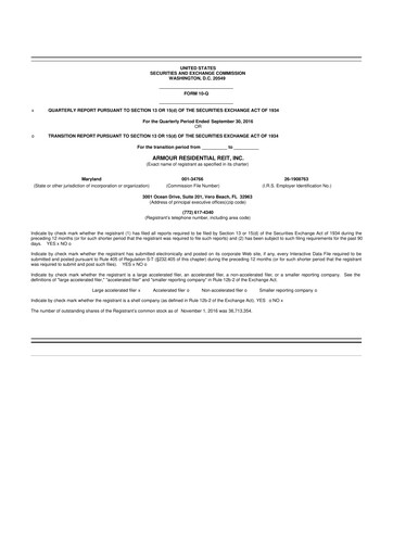 Vorschaubild ARMOUR Residential REIT 10-Q Quartalsbericht 2016 