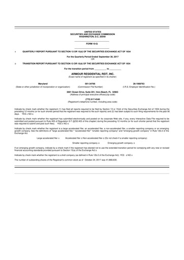 Vorschaubild ARMOUR Residential REIT 10-Q Quartalsbericht 2017 