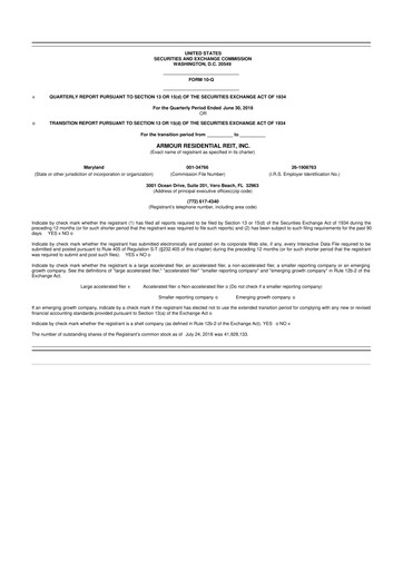 Vorschaubild ARMOUR Residential REIT 10-Q Quartalsbericht 2018 