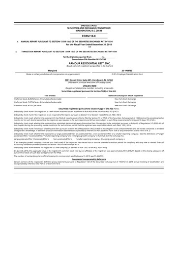 Thumbnail ARMOUR Residential REIT 10-K Annual Report 2018