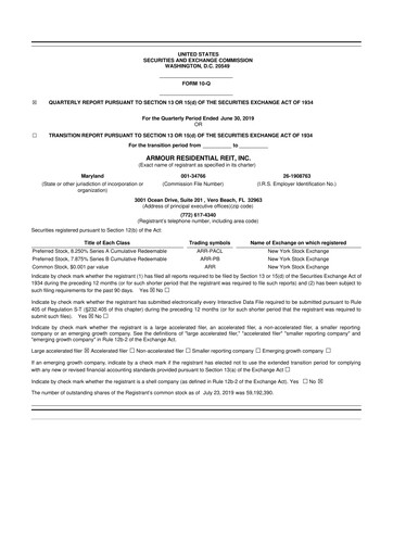 Vorschaubild ARMOUR Residential REIT 10-Q Quartalsbericht 2019 