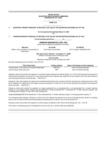 Vorschaubild ARMOUR Residential REIT 10-Q Quartalsbericht 2020 