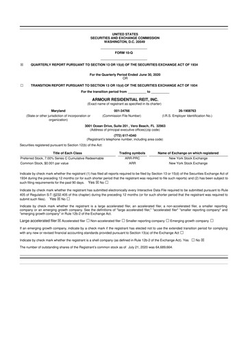 Vorschaubild ARMOUR Residential REIT 10-Q Quartalsbericht 2020 