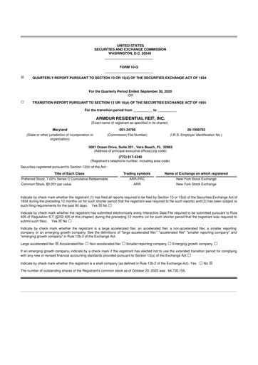 Vorschaubild ARMOUR Residential REIT 10-Q Quartalsbericht 2020 