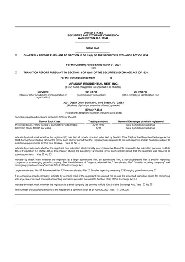 Vorschaubild ARMOUR Residential REIT 10-Q Quartalsbericht 2021 