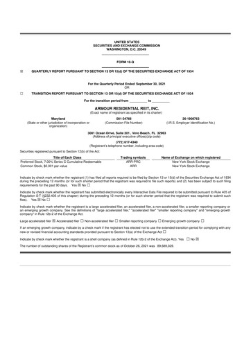 Vorschaubild ARMOUR Residential REIT 10-Q Quartalsbericht 2021 