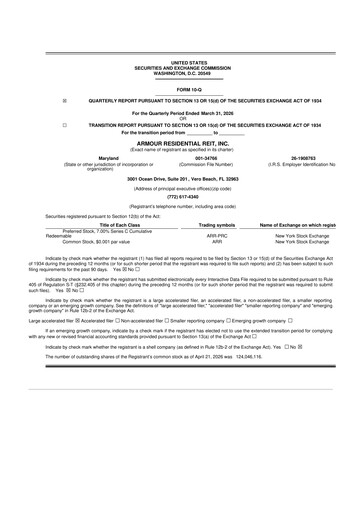 Thumbnail ARMOUR Residential REIT 10-Q Quarterly Report FY 