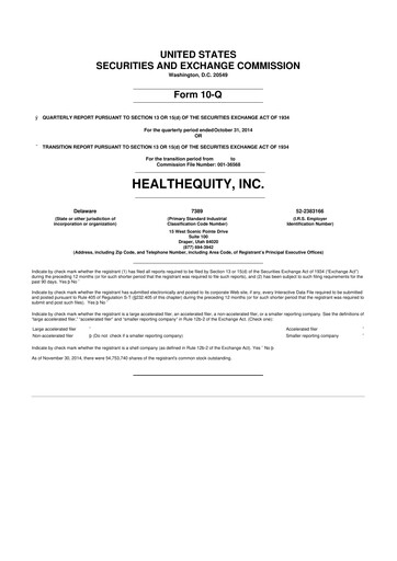 Thumbnail HealthEquity 10-Q Quarterly Report FY2015 