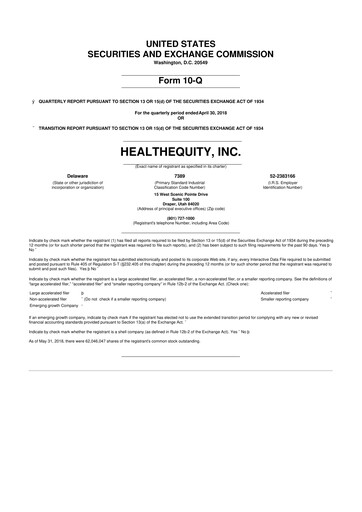 Thumbnail HealthEquity 10-Q Quarterly Report FY2019 