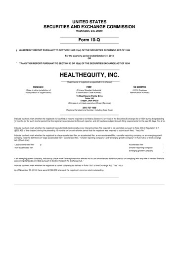 Thumbnail HealthEquity 10-Q Quarterly Report FY2019 