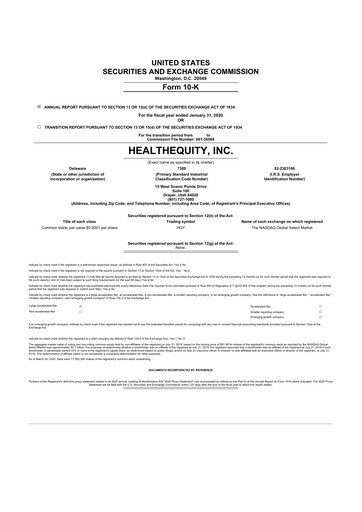 Thumbnail HealthEquity 10-K Annual Report 2020