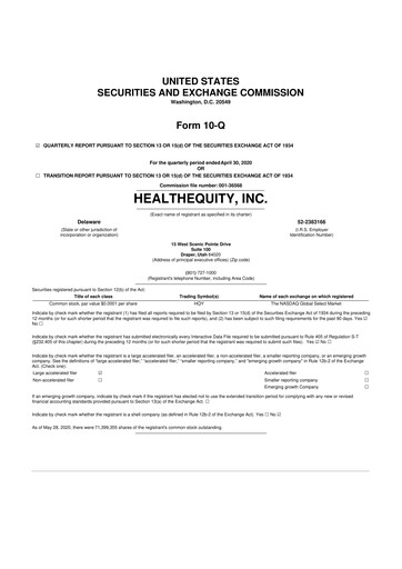Thumbnail HealthEquity 10-Q Quarterly Report FY2021 