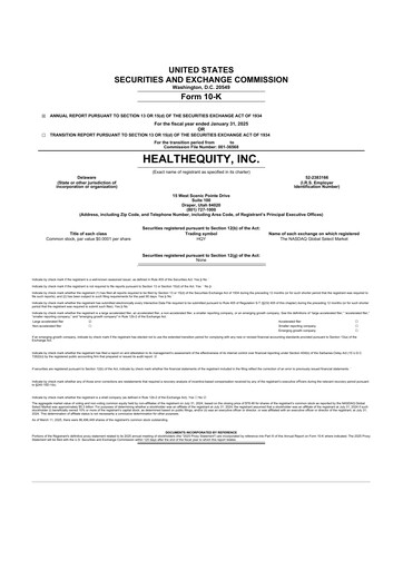 Thumbnail HealthEquity 10-K Annual Report 2025