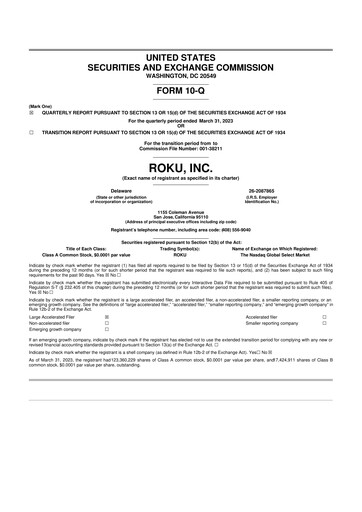 Vorschaubild Roku 10-Q Quartalsbericht 2023 