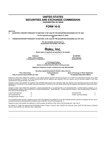 Vorschaubild Roku 10-Q Quartalsbericht 2024 