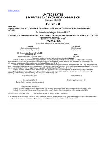 Thumbnail Trevena 10-Q Quarterly Report FY2017 
