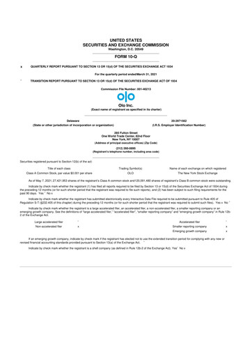 Miniature Olo Inc. 10-Q Rapport trimestriel 2021 