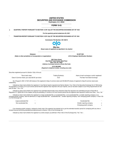 Miniature Olo Inc. 10-Q Rapport trimestriel 2021 