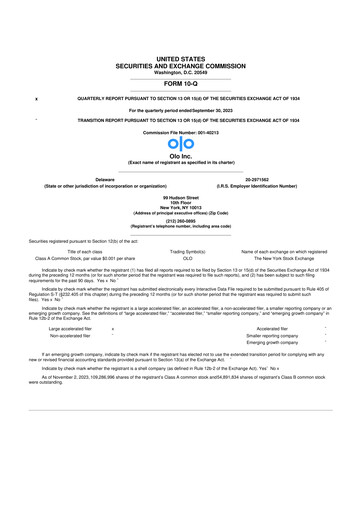 Miniature Olo Inc. 10-Q Rapport trimestriel 2023 
