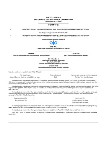 Miniature Olo Inc. 10-Q Rapport trimestriel 2025 