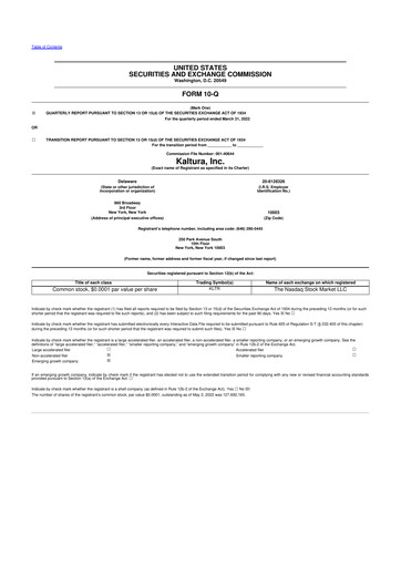 Thumbnail Kaltura 10-Q Quarterly Report FY2022 