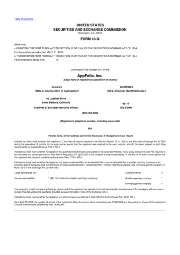 Thumbnail AppFolio
 10-Q Quarterly Report FY2018 