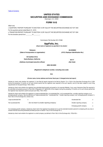 Thumbnail AppFolio
 10-Q Quarterly Report FY2019 