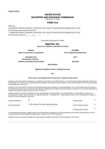 Thumbnail AppFolio
 10-Q Quarterly Report FY2019 