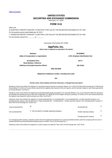 Thumbnail AppFolio
 10-Q Quarterly Report FY2019 