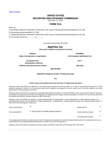 Thumbnail AppFolio
 10-Q Quarterly Report FY2020 