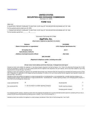 Thumbnail AppFolio
 10-Q Quarterly Report FY2020 