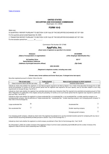 Thumbnail AppFolio
 10-Q Quarterly Report FY2020 