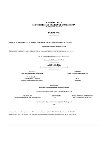 Vorschaubild AppFolio
 10-K Jahresbericht 2020