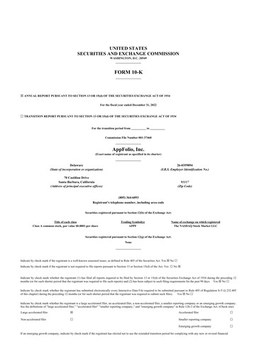 Vorschaubild AppFolio
 10-K Jahresbericht 2022