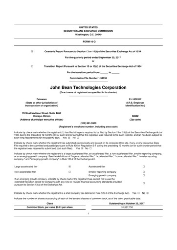 Thumbnail JBT Marel Corporation 10-Q Quarterly Report FY2017 