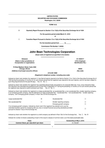 Thumbnail JBT Marel Corporation 10-Q Quarterly Report FY2018 