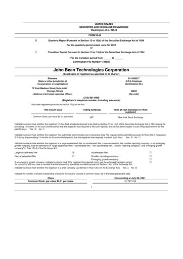 Thumbnail JBT Marel Corporation 10-Q Quarterly Report FY2021 