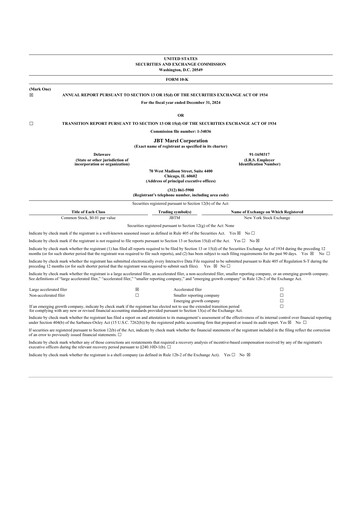 Thumbnail JBT Marel Corporation 10-K Annual Report 2024