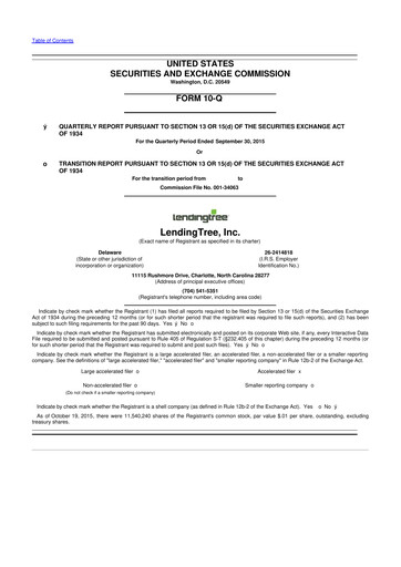 Vorschaubild LendingTree 10-Q Quartalsbericht 2015 