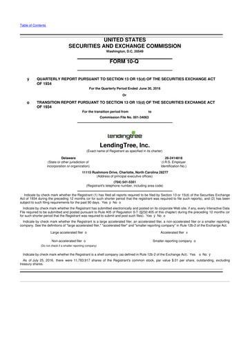 Vorschaubild LendingTree 10-Q Quartalsbericht 2016 