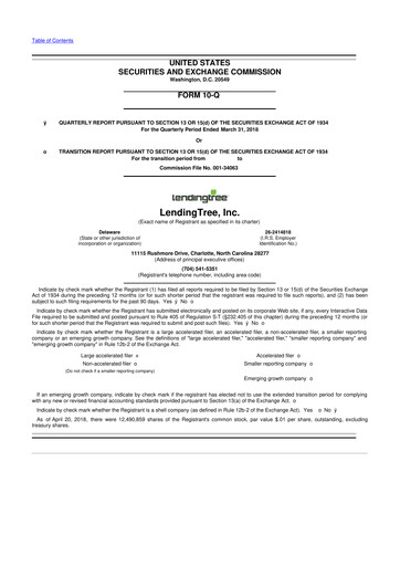 Vorschaubild LendingTree 10-Q Quartalsbericht 2018 
