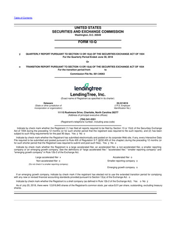 Vorschaubild LendingTree 10-Q Quartalsbericht 2018 