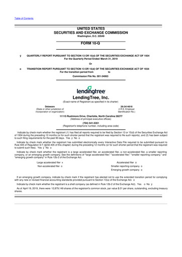 Vorschaubild LendingTree 10-Q Quartalsbericht 2019 