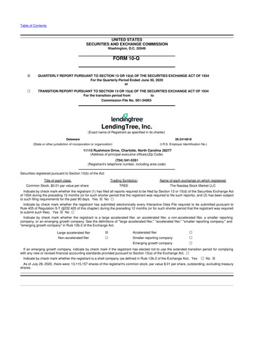 Vorschaubild LendingTree 10-Q Quartalsbericht 2020 