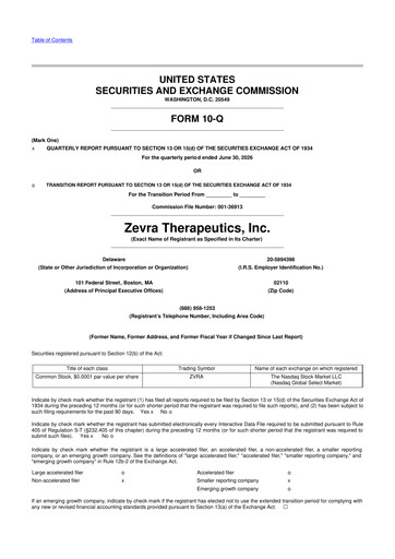 Vorschaubild Zevra Therapeutics 10-Q Quartalsbericht 2026 