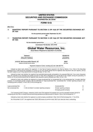 Thumbnail Global Water Resources 10-Q Quarterly Report FY2017 
