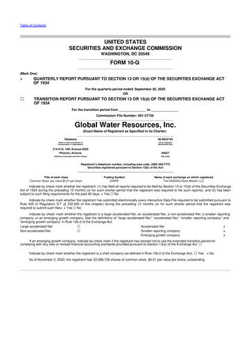 Thumbnail Global Water Resources 10-Q Quarterly Report FY2020 