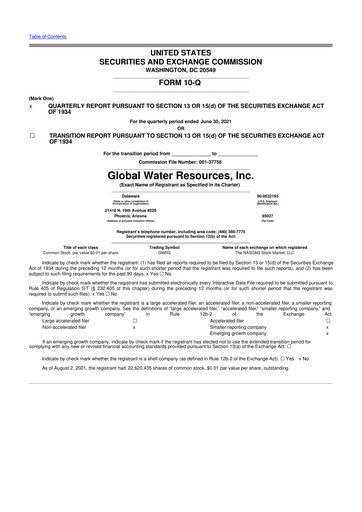 Thumbnail Global Water Resources 10-Q Quarterly Report FY2021 